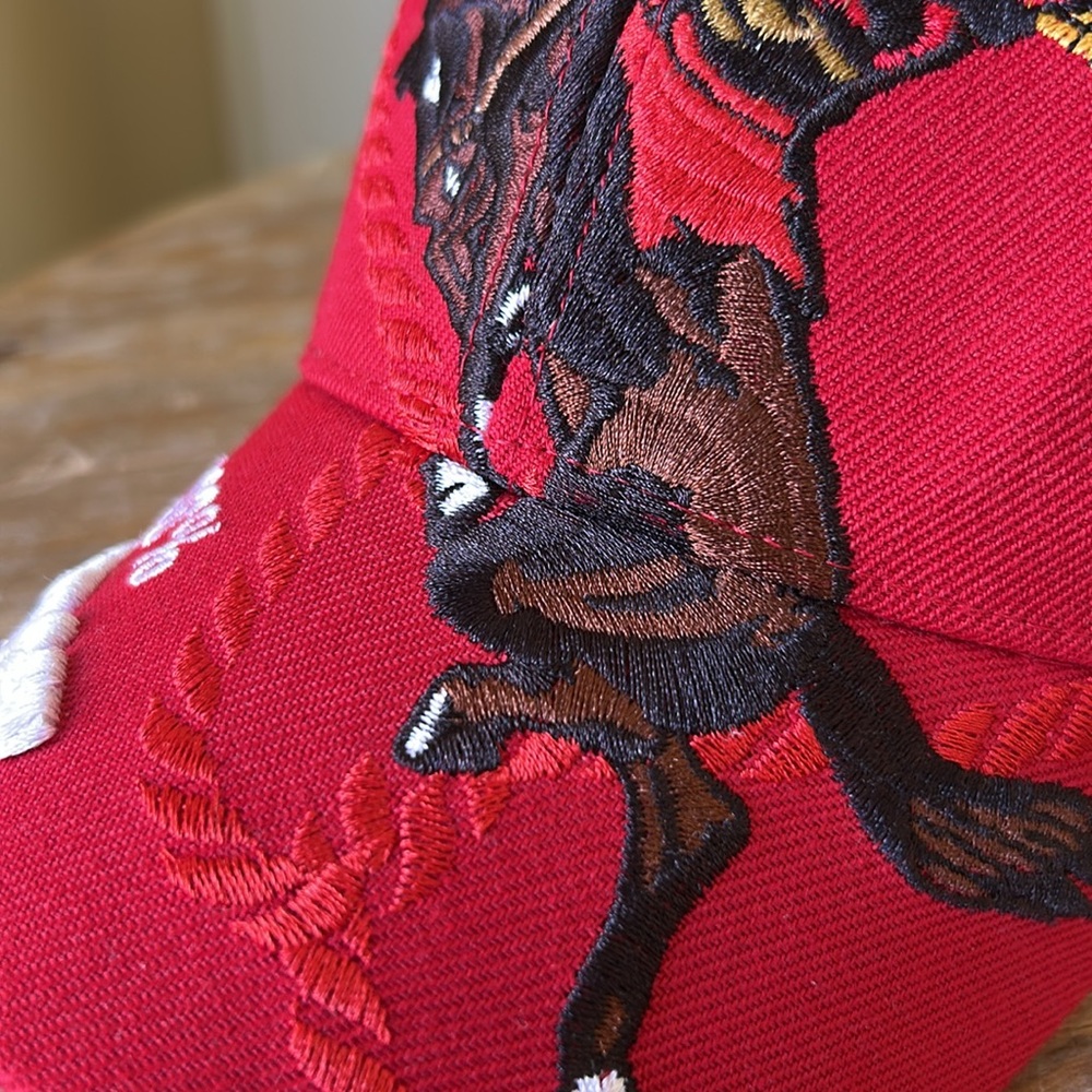 Red Cowboy Embroidered Cap. 100% Cowboy. - Picture 11 of 17